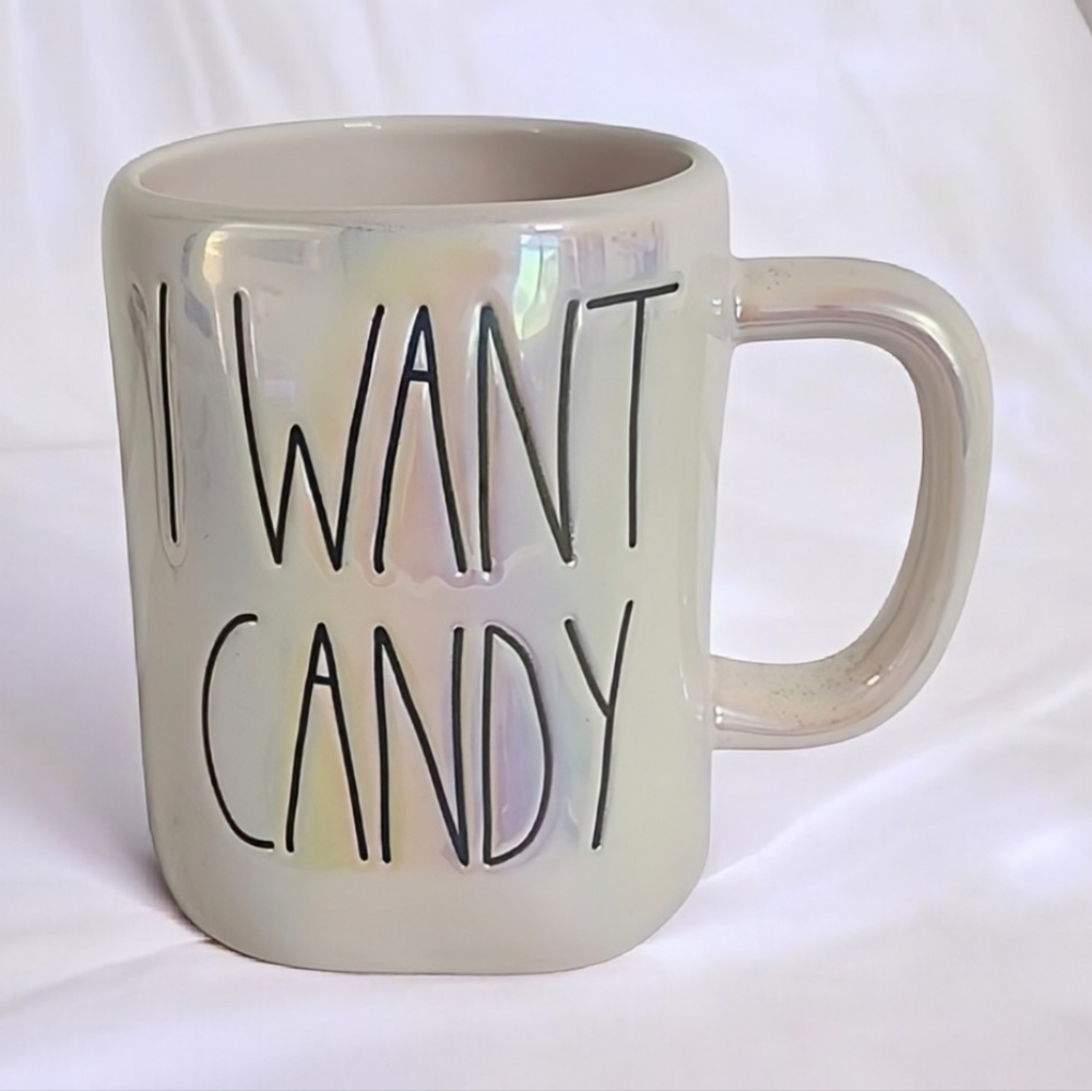 NEW Rae Dunn Iridescent I WANT CANDY Mug